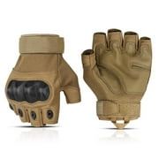 Glove Station- Fingerless Knuckle Gloves for Men - Motorcycle Gloves for Driving, Hiking, or Work - Tan/XX-Large