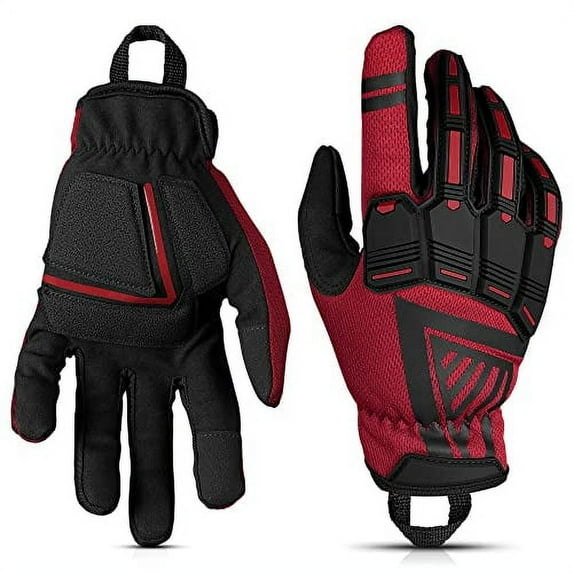 Glove Station - Impulse Guard Gloves for Men - Touch Screen Gloves Working Gloves Ideal for Sports & Outdoors and Motorcycle - Red, Medium