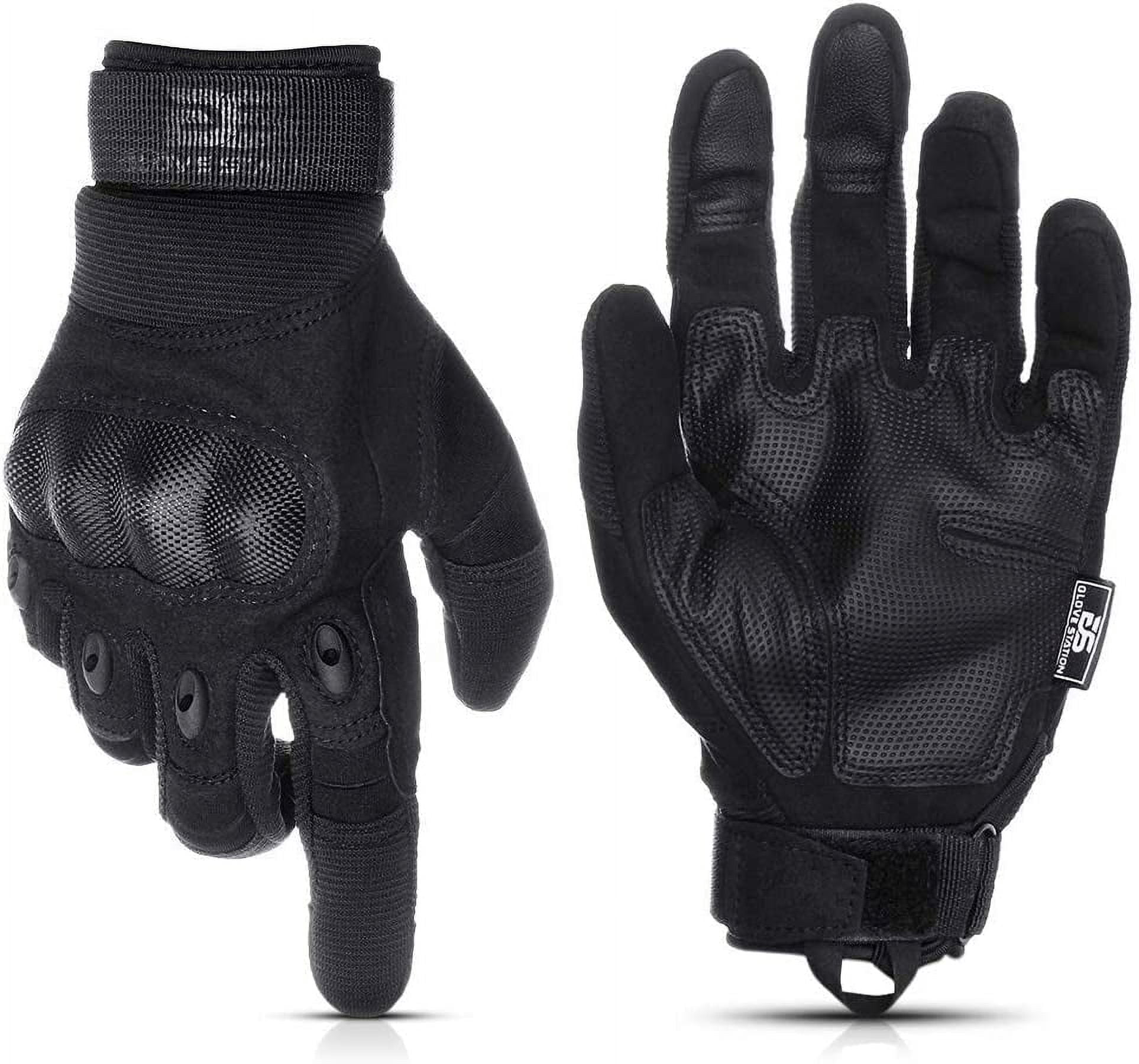 Glove Station Motorcycle Gloves for Men - Touchscreen Riding Gloves with Impact Protection - Motorcycle Gear for Road & Dirt Bike Use, Black, Small