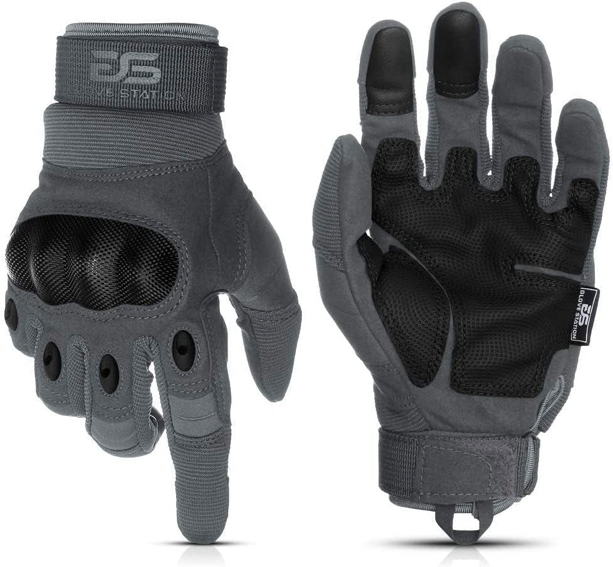 Glove Station Motorcycle Gloves for Men - Touchscreen Riding Gloves with Impact Protection - Motorcycle Gear for Road & Dirt Bike Use, Gray, Medium