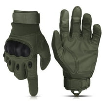 Glove Station The Motorcycle Gloves - Gloves with Touchscreen for Outdoor Sports, BMX, Dirt Bike and Cycling - Gloves for Airsoft, Paintball and Work - Green, Large Size