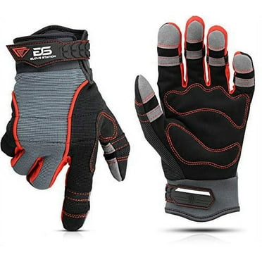 Glove Station The Multi-Purpose Fingerless Work Gloves - Shrink Resistant, Tough, Enhanced Grip, 1 Pair (Medium, Red)