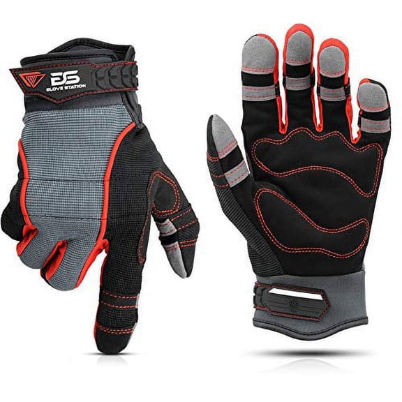 Glove Station The Multi-Purpose Fingerless Work Gloves - Shrink Resistant, Tough, Enhanced Grip, Large Size, 2 Pair