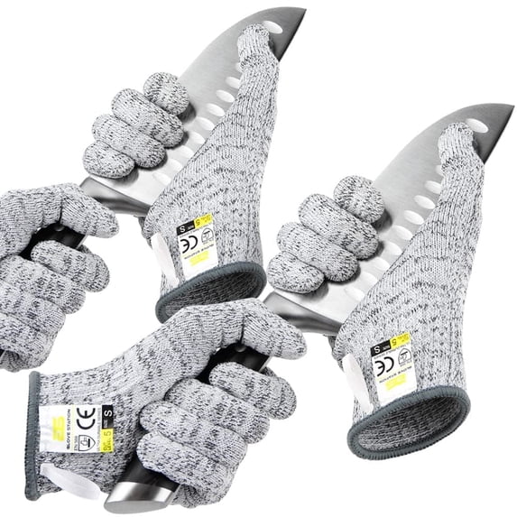 Glove Station Ultra Durable Series Cut Resistant Gloves - Cutting Gloves for Chefs, BBQ and Cooking - Level 5 Protection; Food Grade Safe Cut Proof Gloves - Grey, Large Size