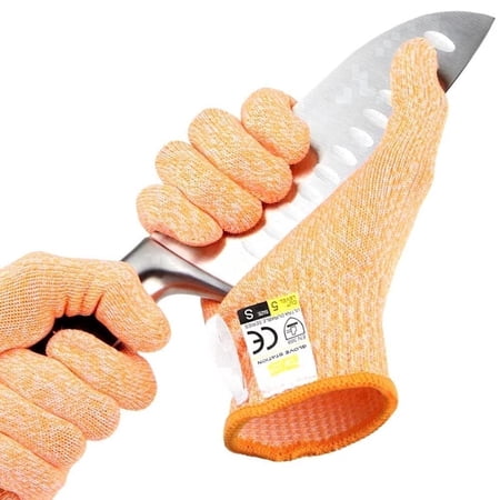 Glove Station Ultra Durable Series Cut Resistant Gloves - Cutting Gloves for Chefs, BBQ and Cooking - Level 5 Protection; Food Grade Safe Cut Proof Gloves - Orange, Small Size