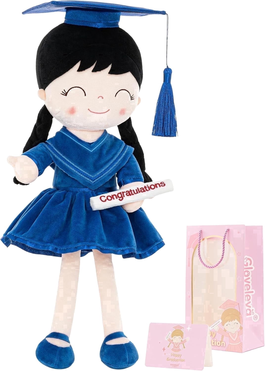 Gloveleya 16" Blue Graduation Plush Toy - Dreamy Soft Girl Doll for Graduation Ceremony - Preschool Kindergarten Gift for Girls, Class of 2026 Memento