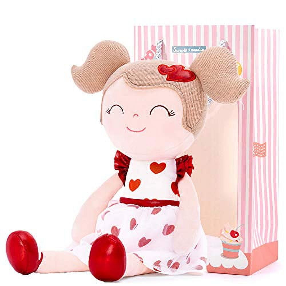 Gloveleya Baby Doll Baby Girl Gifts Soft First Baby Doll Plush Dolls Red Heart 16 Inches with Gift Box