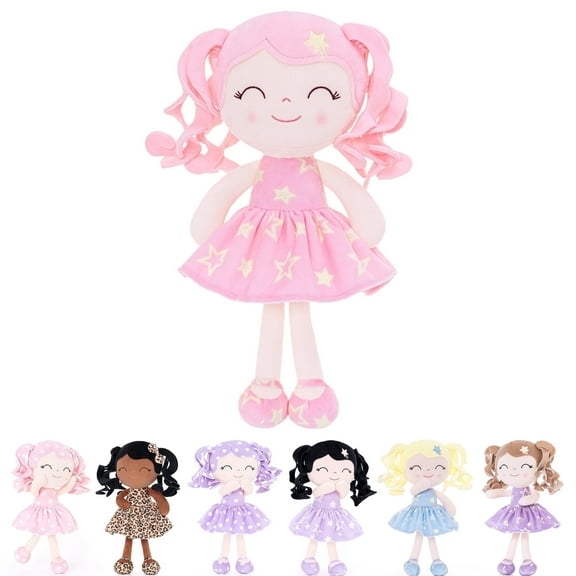Gloveleya Baby Dolls Soft Snuggly First Baby Girl Gifts Soft Doll for Girls with Star Pink Dress 12inches