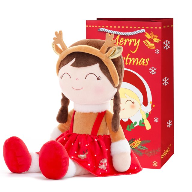 Gloveleya Baby Girl Gifts Christmas Elk Dolls Soft Plush Baby Doll Girl