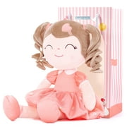 Gloveleya Baby Girl Gifts Plush Dolls Curly Hair Doll Soft Girls Toy Love Heart Orange Dress 16 Inches