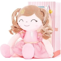 Gloveleya Baby Girl Gifts Plush Dolls Curly Hair Princess Doll Soft Girls Toy Crown Pink 13 Inches