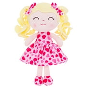 Gloveleya Baby Toy Plush Figure Curly Hair Dolls Soft Toys Pink Love Heart Dress 9 Inches
