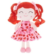 Gloveleya Baby Toy Plush Figure Curly Hair Dolls Soft Toys Red Hair Pink Dress 9 Inches