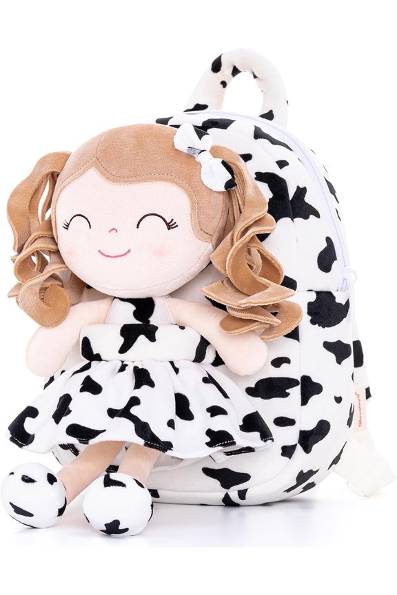 Cow Doll Toddler Kids Doll for Girls Soft Dolls Pocket Animal Series Cow Dress 9"