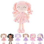 Gloveleya Plush Doll Baby Dolls Rag Doll Baby Girl Gifts Curly Hair Hot Gold Coral Pink Stars Dress Spring Girl 12inches