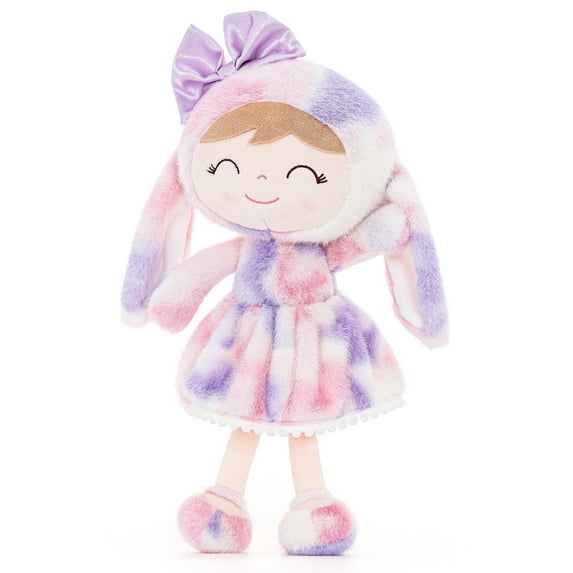 Gloveleya Easter Bunny Gift Baby Girl Gift Plush Bunny Dolls First Baby Doll Toddlers Rabbit Toy Bunny Gifts for Girl Tie-Dye Purple 12 Inches