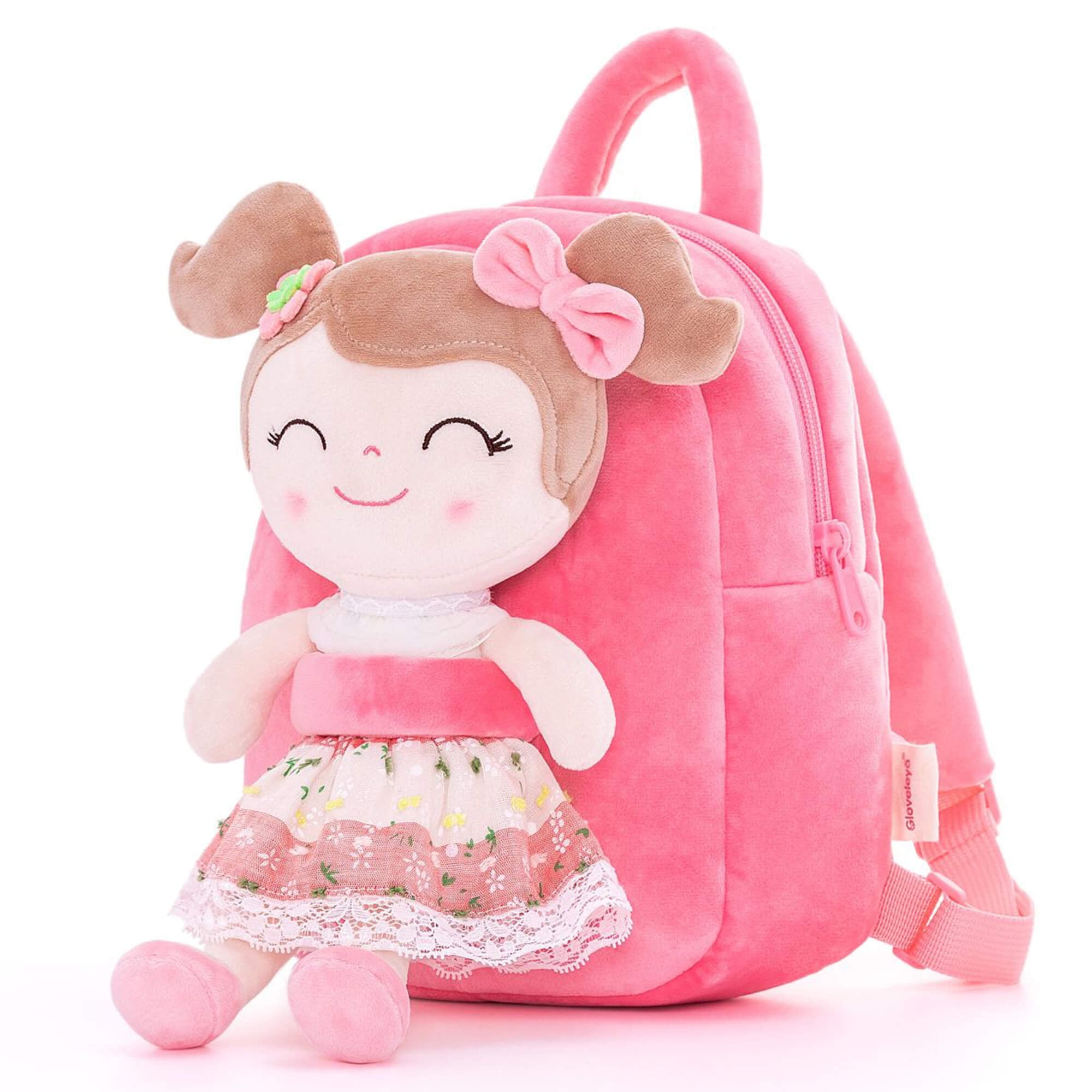 Gloveleya Kids Backpacks Girls Backpack Plush Bags with Soft Baby Doll Green 9