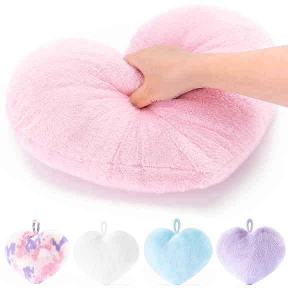 Gloveleya Plush Pillow Throw Pillow Accent Pillow Fluffy Cushions Cozy Pink Heart Pillow Ideal Gift 14inches