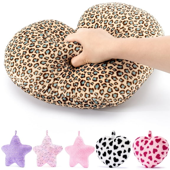 Gloveleya Plush Throw Pillow Leopard Cushion Decorative Plush Pillow Heart-Shaped 14inches
