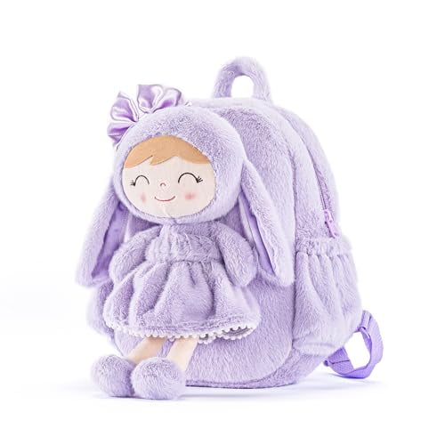Gloveleya Preschool Doll for Girls 2-8 Year Old Girls Doll Lavender Purple Bunny Doll Pocket 11inches