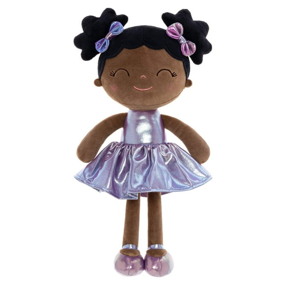 Gloveleya Soft Dolls Baby Girl Gifts Curly Girls Plush Baby Doll Fantasy Curly Baby Doll Tanned Purple 12 inch