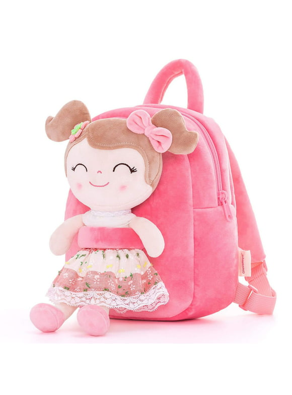Gloveleya Toddler Backpack Kids Backpack Toddler Girl Backpacks Kindergarten Soft Plush Doll Bag Pink 9 Inches