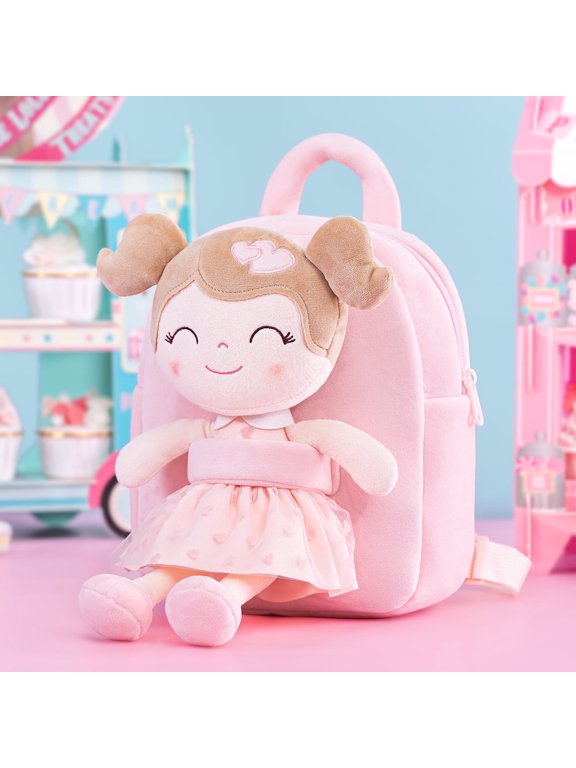 Toddler Doll Baby Girl Gift Plush Pocket Diaper Pocket with Pink Flocking Heart Girl Doll 9 Inches