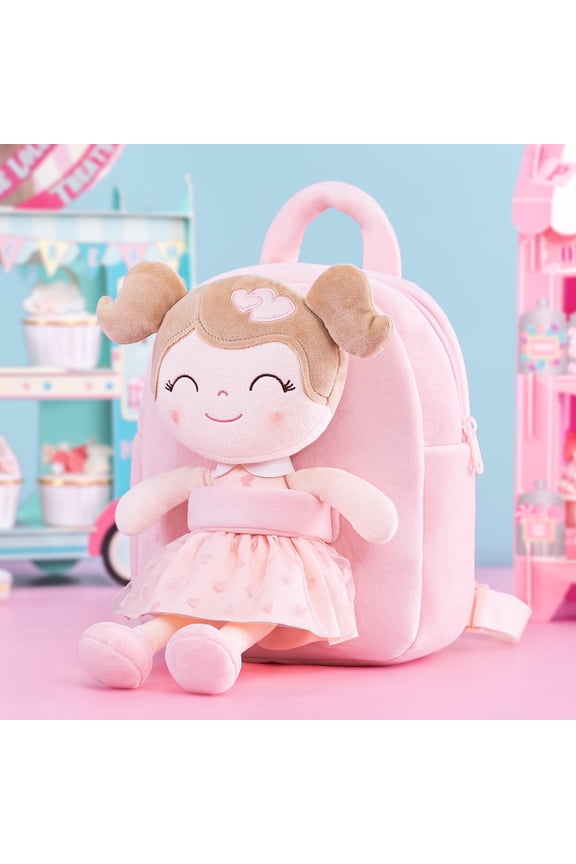 Toddler Doll Baby Girl Gift Plush Pocket Diaper Pocket with Pink Flocking Heart Girl Doll 9 Inches
