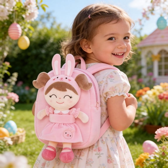 Gloveleya Toddler Doll Bunny Plush Kids Doll Toddler Dolls Girl Stuffed Rabbit Toys Pink Pocket 9"