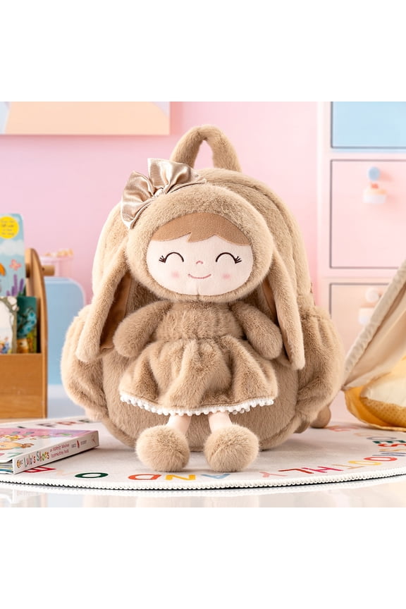 Toddler Doll Kids Doll Bunny Pocket with Soft Snow Fluffy Brown Rabbit Age 2+ 11inches