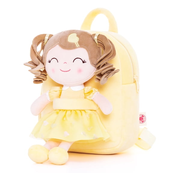 Gloveleya Toddler Doll Kids Doll Toddler Girl Gifts Kindergarten Soft Plush Girl Doll Pocket Yellow 9 Inches