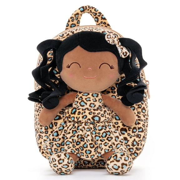 Gloveleya Toddler Doll Leopard Dolls Girl Gifts Soft Dolls Pocket Wild Animal Series Tanned Skin with Leopard Dress 9"