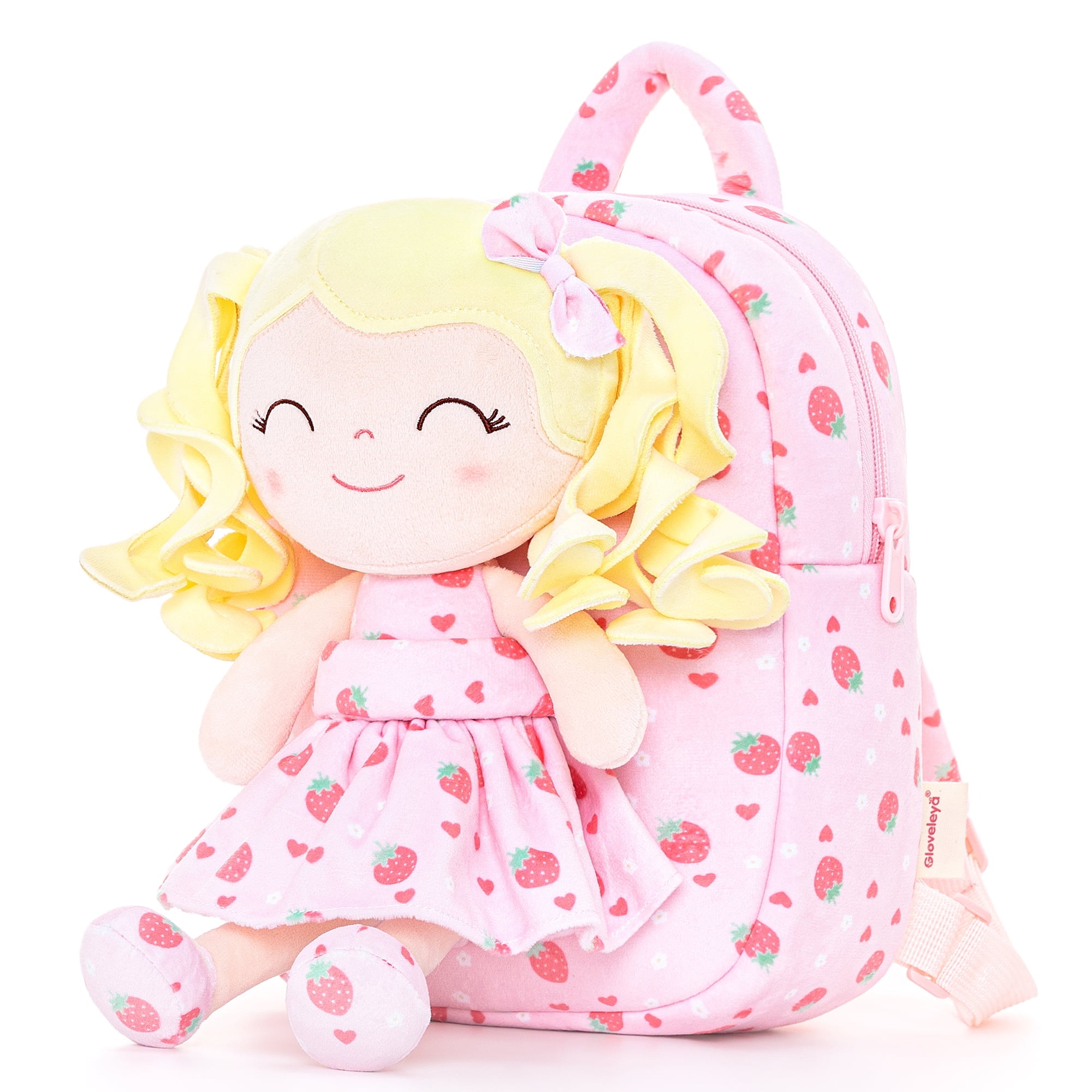 Gloveleya Toddler Kids Doll Girls Gifts Baby Girl Dolls Soft Curly Hair Dolls Pocket Fruit Series Strawberry 9"