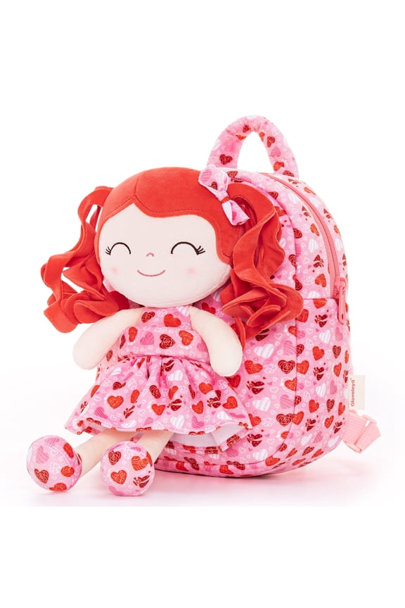 Toddler Stuffed Doll Gifts for Girl Soft Kindergarten Dolls Pocket Love Heart Series Red 9"