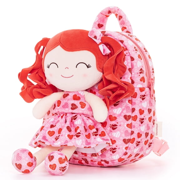 Gloveleya Toddler Stuffed Doll Gifts for Girl Soft Kindergarten Dolls Pocket Love Heart Series Red 9"