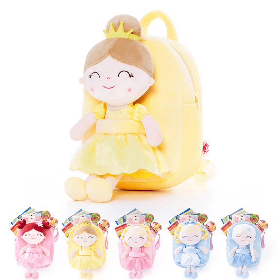 Gloveleya Toddler Gift Kids Toys Toddler Girl Gifts with Pockets Kindergarten Soft Plush Doll Bag Pell Princess 9 Inches