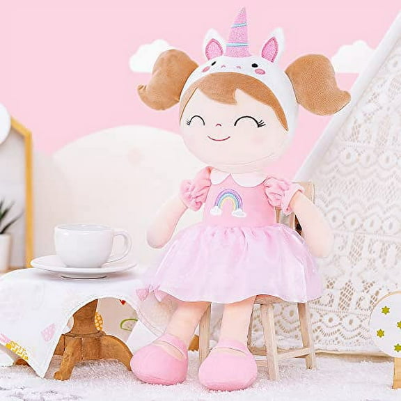 Gloveleya Unicorn Baby Girl Gifts Plush Baby Dolls Stuffed Animal Doll Pink Unicorn Toy 16inches