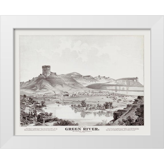 Glover 14x12 White Modern Wood Framed Museum Art Print Titled - Green River Wyoming - Glover 1875