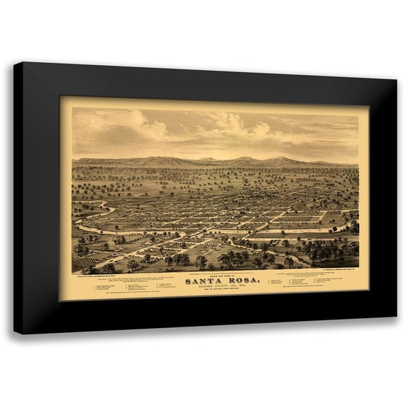 Glover 24x17 Black Modern Framed Museum Art Print Titled - Santa Rosa California - Glover 1876