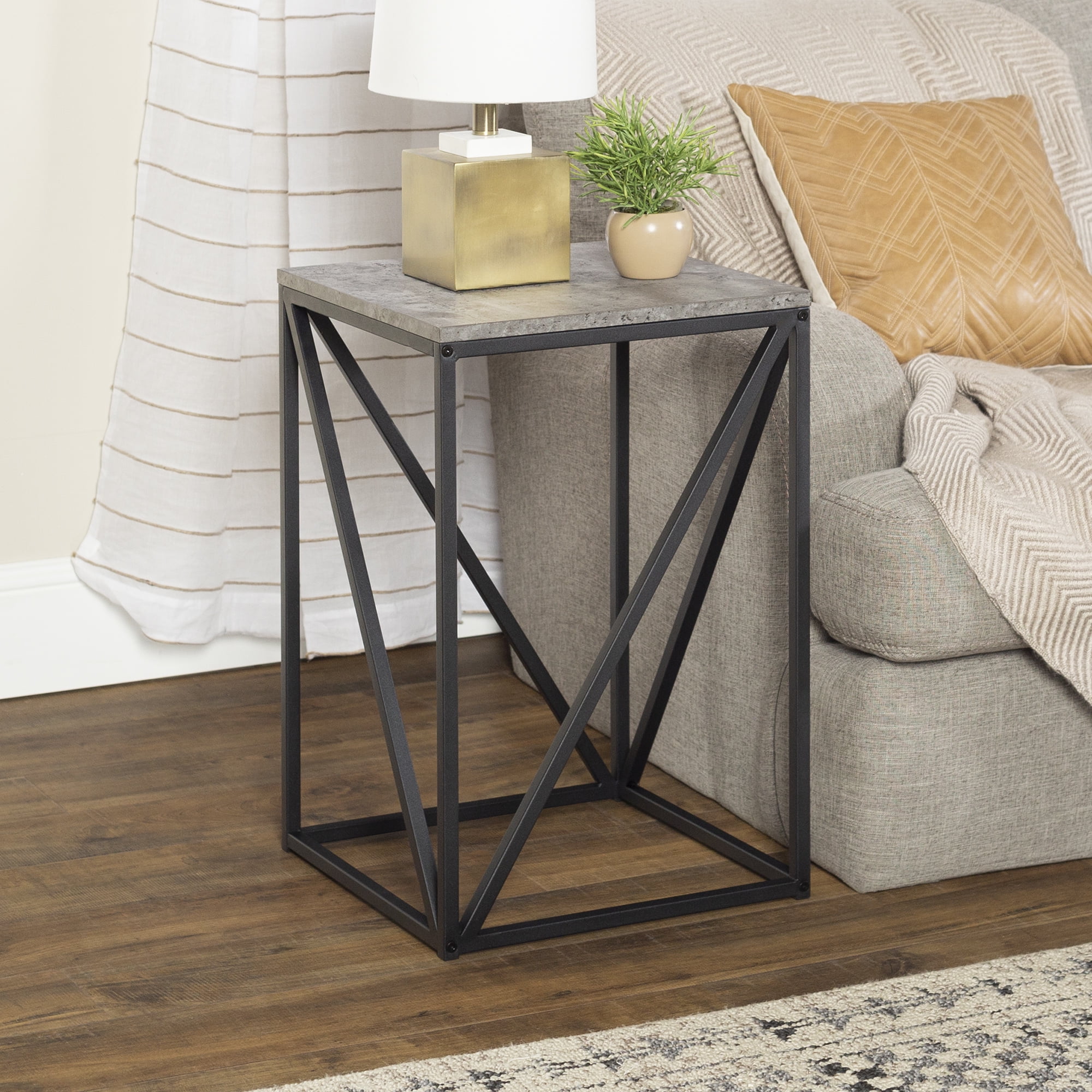 Glover Dark Concrete Square End Table by River Street Designs