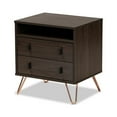 thumbnail image 1 of Glover Modern and Contemporary Dark Brown Finished Wood Metal 2-Drawer Nightstand, 1 of 5