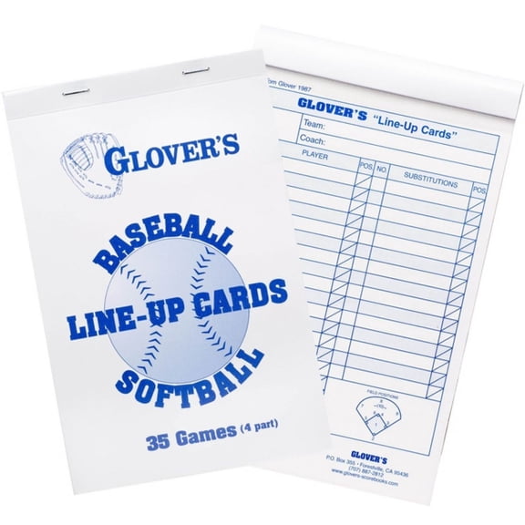 Glover's Scorebooks Baseball/Softball Line-Up Cards Large 5.5X8.5/ 4Part