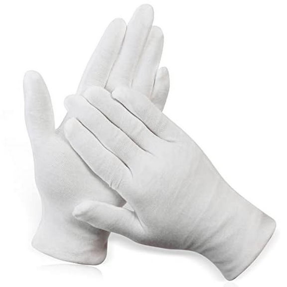 Gloves，1 Pairs White Cotton Gloves，for Dry Hand Moisturizing Cosmetic Eczema Hand Spa and Jewelry Inspection， White