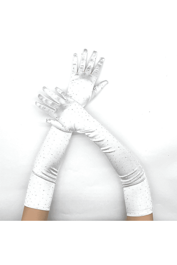 Gloves, 1920S Opera Long Gloves, Stretchy Satin Rhinestone Gloves, Bridal Tea Length Gloves for Women, Wedding, Vintage Party, Elegant Arm Cover Baberdicy, Ideal for Women