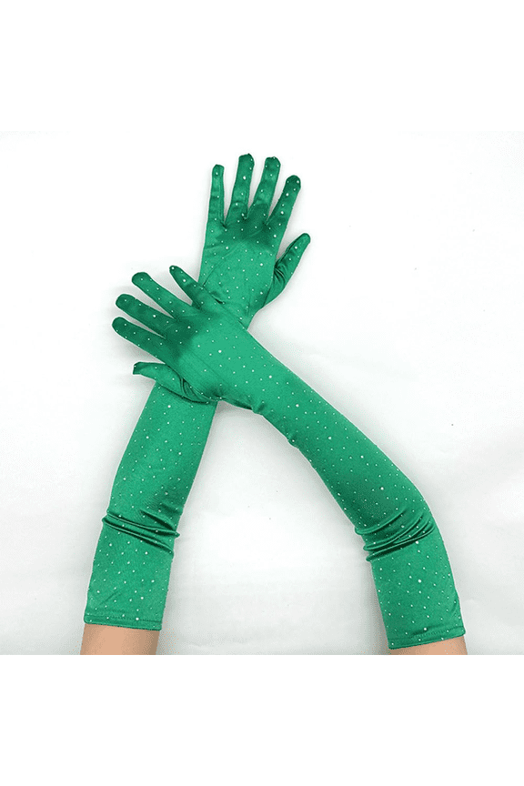 Gloves, 1920S Opera Long Gloves, Stretchy Satin Rhinestone Gloves, Bridal Tea Length Gloves for Women, Wedding, Vintage Party, Elegant Arm Cover Baberdicy, Ideal for Women