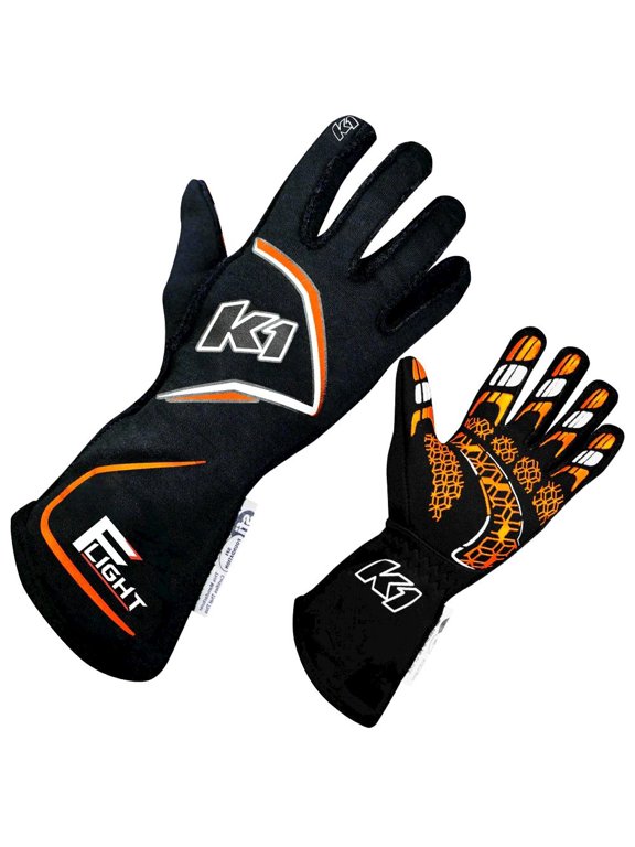 K1 Racegear Gloves Flight Large Black-Flo Orange