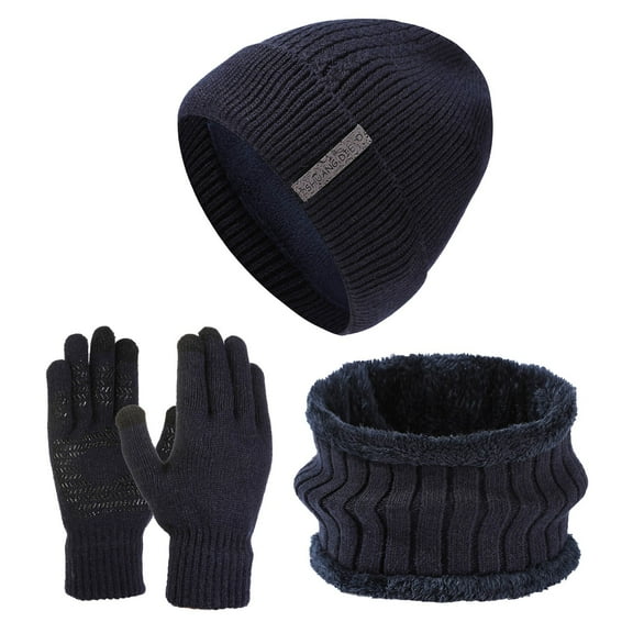 Gloves For Cold Weather Winter Knit And Warm Men'S And Women'S Woolen Hat Bib Gloves Three Piece Set Winter Gloves