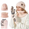 thumbnail image 1 of Gloves and Hat Sets for Women,Textured Knit Beanie Winter Machine Washable Accessories,Knit Beanie with Touchscreen Gloves and Neck Warmer 3 in 1 Winter Set,Cold Weather Lightweight Warmth, 1 of 5