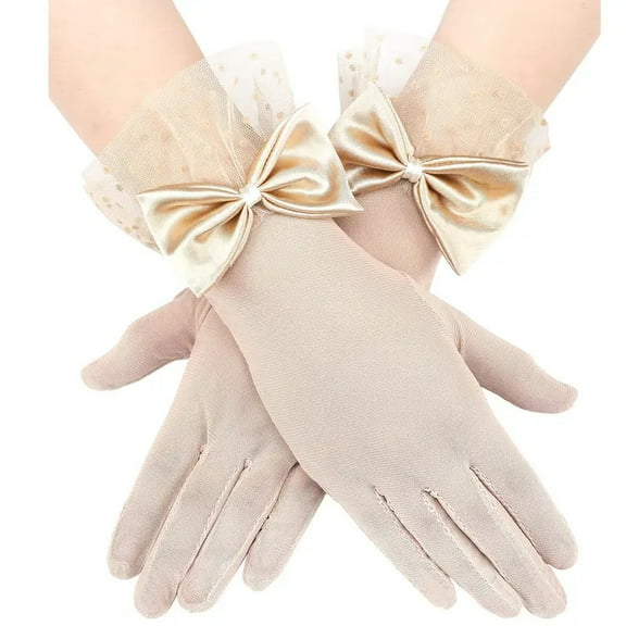 Gloves Lace, Lace Gloves for Women Tea Party, Short Gloves with Bow, Women's Short Sheer Gloves, Opera Gloves for Wedding Evening Tea Party