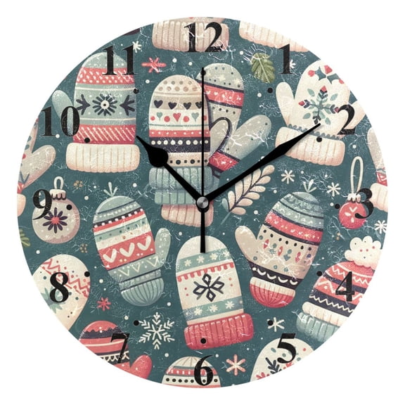 Gloves Leaves Black 10 inch Wall Clocks Non Ticking Easy to Read Battery Decorative for Home Bathroom Kitchen Bedroom Living Room